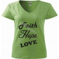 Tricou femei, verde deschis Faith, Hope, Love